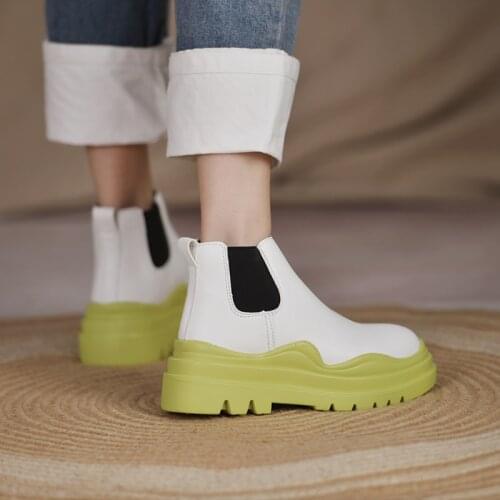 Women Ankle Boots PU Leather Woman Shoes Brand Designer Chelsea Boot Female Platform Slip On Short Boot Lady Fashion Shoe Autumn