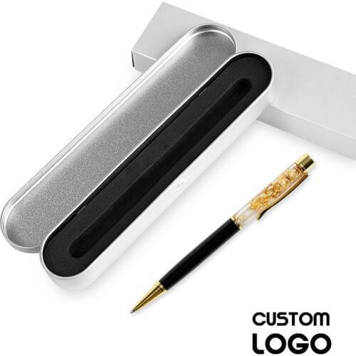New Engraved Name Pen Gold Foil Metal Ball Point Pen Custom Logo Company Name Writing Stationery Gift Office School Pen With Box