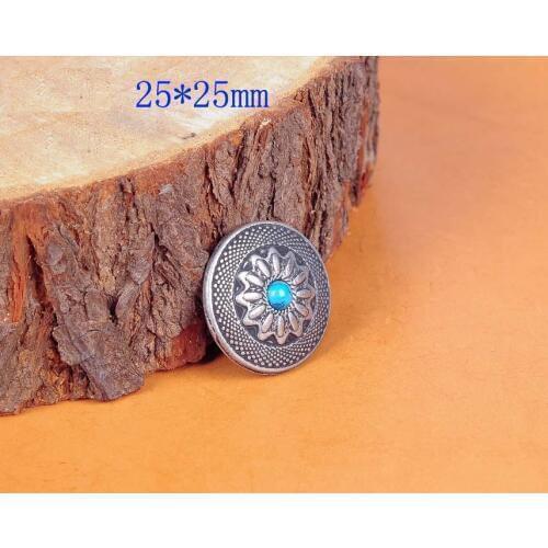 10PC 25X25MM Vintage Silver Tribal Sun Flower Turquoise Rope Leathercraft AccessoriesTack Conchos Set Bag Wallet Decor