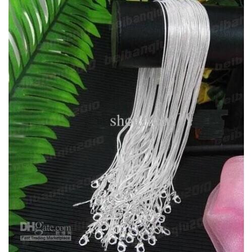 10PCS Mixed Size 16-24inch white copper Silver plated chain 1mm Smooth Snake Chains