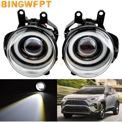 2 X For Toyota RAV4 2016 2017 2018 2019 2020 Fog Lights + Angel eye Front Fog Lamp Fog Lamp Assembly Super Bright LED