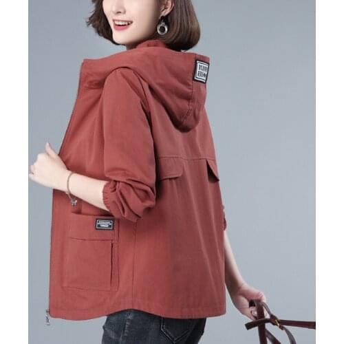 2021 Autumn New Womens Jacket Loose Windbreaker Female Hooded Long Sleeve zipper Jackets Basic Coat Outwear Plus Size 5XL