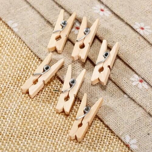 50Pcs 25*3mm Natural Wooden Clothes Pin Photo Paper Peg Mini Clothespin Craft Clips Wood Scrapbook Pegs Home DIY Decoration
