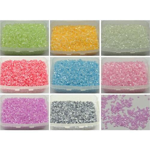 5000 Glass Tube Bugle Seed Beads 2X2mm Ceylon + Storage Box Pick Your Color