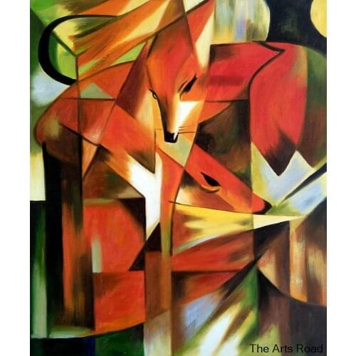 Abstract Animal Oil Painting Hand Painted The Fox by Franz Marc Canvas Art Unframed Free Shipping
