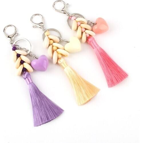Bag Accessories Boho Style Big Ball Hanging With Tassel KeyChains Vegetable Plush Couple Key Chain Bag Femme Pendant