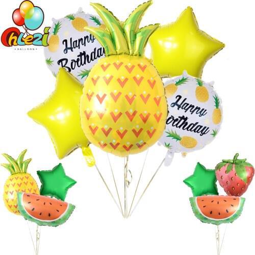 Pineapple watermelon strawberry Foil Balloons Happy Birthday Party Decorations supplies Air Helium fruit Globos baby shower