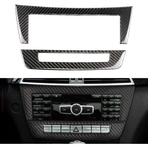Carbon Fiber Car Console CD Panel Trim Cover ABS Sticker Decoration For Mercedes-Benz C Class W204 2010 2011 2012 2013