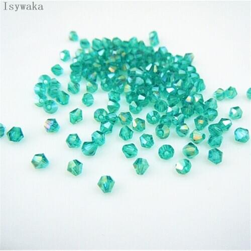 Isywaka Sale Blue Green AB Color 650pcs 3mm Bicone Austria Crystal Beads Glass Beads Loose Spacer Bead for DIY Jewelry Making
