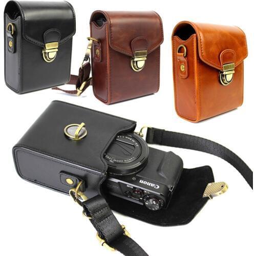 Camera Bag PU Leather Case Cover for Canon Powershot G9x II G7x Mark II III SX740 SX730 SX720 SX710 SX700 SX620 SX610 SX600 HS