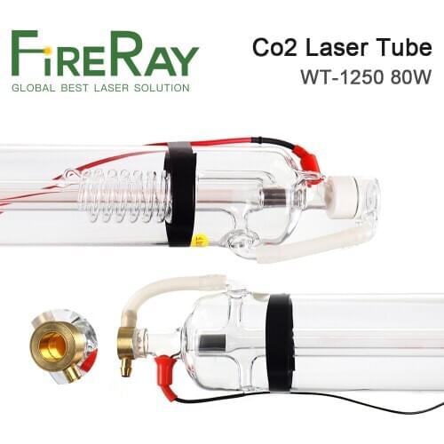FireRay Co2 Laser Tube WT1250 80W Laser Glass Tube Dia.80mm Length 1250mm use for Co2 Laser Cutting and Engraving Machine