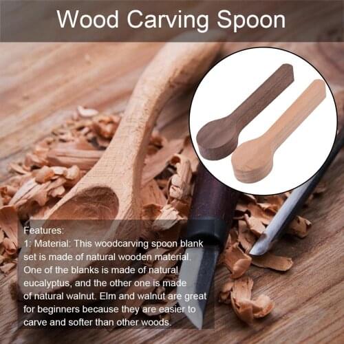 Wooden Carving Spoon Blank Set Beech Walnut Unfinished Wooden Craft Whittling Carving Kit For Beginner Whittler 35FP24