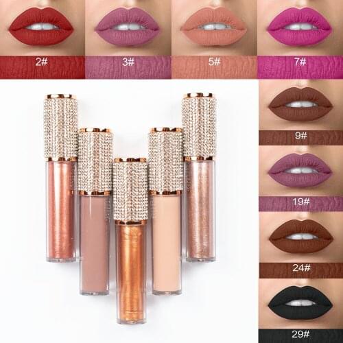 Diamond DIY High Pigment Matte Velvet Liquid Lipstick Makeup Vegan Shiny Lipgloss Waterproof Long Lasting Custom Private Logo
