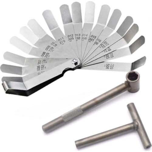 Motorcycle Engine Valve Screw Adjusting Spanner Tool Valve clearance adjustment tools + Feeler gauge 0.005 - 0.020 inch