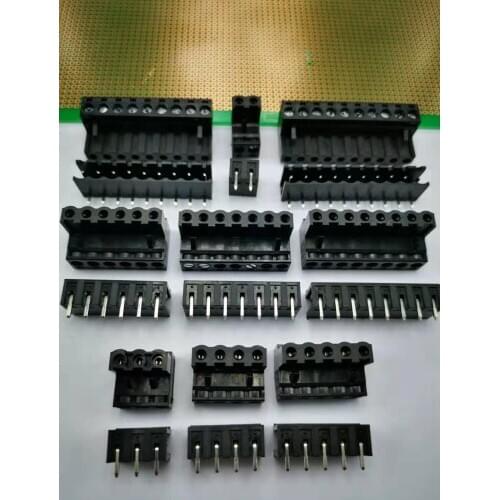 Black plug type terminal distance 5.08mm bent pin male and female 2p-10p pcb terminal