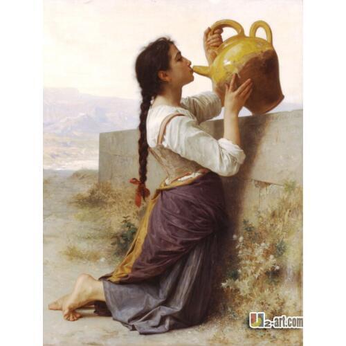 Canvas Prints (William Adolphe Bouguereau) wall picture decoration painting picture Drinking gilr printing for room Western-225