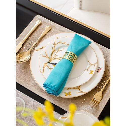 Coffee cup dishware steak knife and fork set placemat napkin buckle