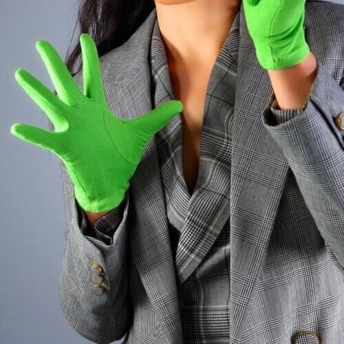 Short Guantes novia Wrist Blue Gloves Banquet Gloves Party Dancing Gloves Synthetic Leather mariee Daily Gloves