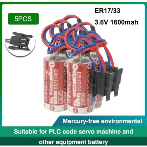 5pcs/lot NEW Maxell ER17/33 ER 17/33 3.6V 1600mah PLC industrial control lithium battery batteries with black plug