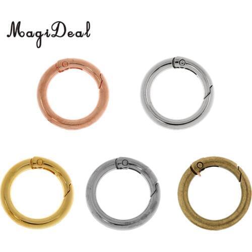 MagiDeal Light Weight 5 Pieces 28mm Alloy Round Carabiners Camping Spring Clip Keychain Circle Carabiner for Camping Hiking