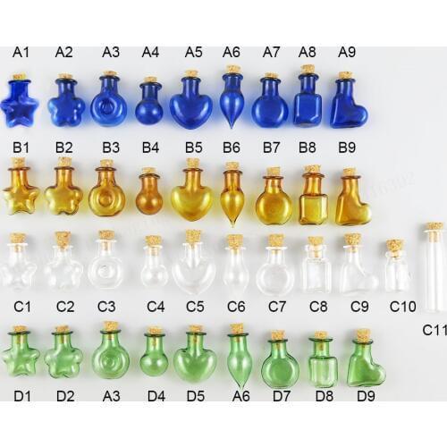 20 x 2ml Mini Transparent Amber Green Blue Glass Bottle With Cork Eye Hook Small Glass Vials With Cork Stopper Decorative Corked