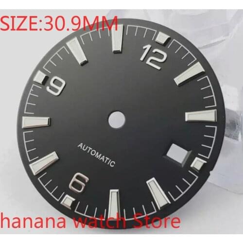 NO bliger logo 30.9mm advanced watch accessories black dial mens watch suitable for Eta 2824/2836 Miyota 8215/8205/821a MH35 36