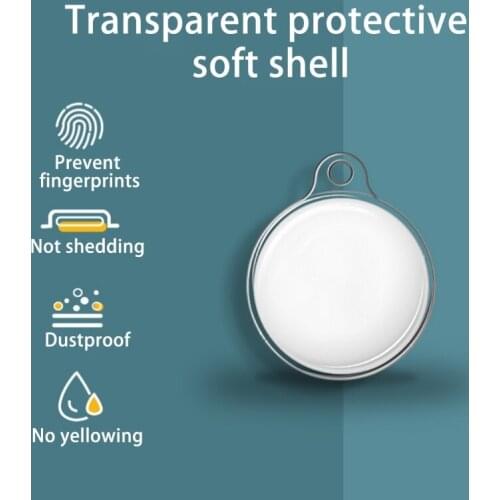 Soft TPU Case with Keychain Hook Washable Transparent Shell for AirTags Tracker H054