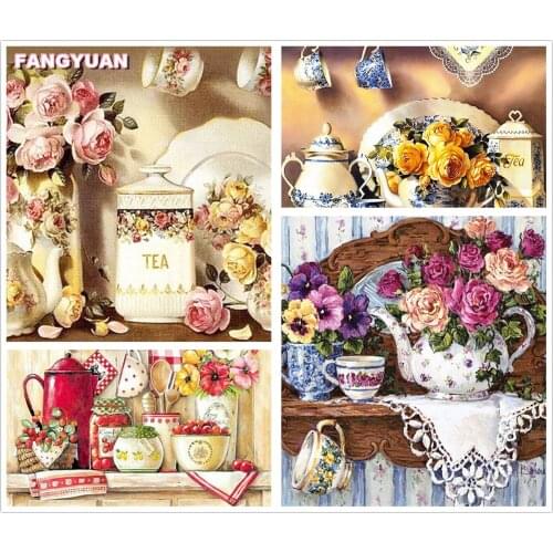 Full Drill 5D Diy Diamond Painting Kitchen Utensils Scenery Embroidery Diamond Mosaic Flower Cross Stitch Kits Art 5D Home Decor