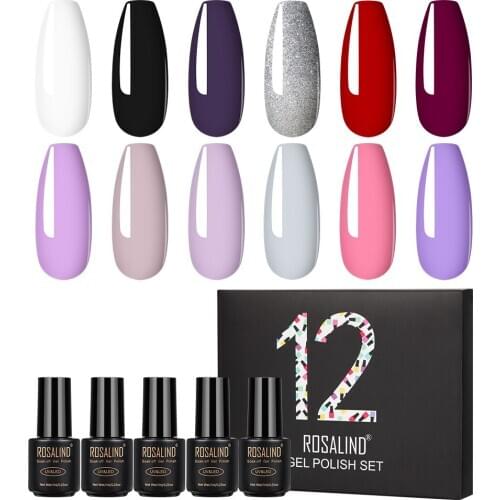 ROSALIND Gel Nail Polish Set Hybrid Varnishes 12pcs/lot Semi Permanent Gel Polish All For Manicure Nail Gel Sets