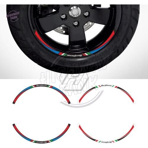 Scooter 12" Wheel Reflective Sticker Set Case for Piaggio Vespa GTS 300 Sei Giorni II Edition Rim Decals
