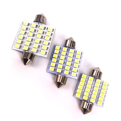 Wholesale 10pcs/lot 36mm 3528 24SMD White blue Car Dome Festoon Interior Light Bulbs Auto Festoon Licence Plate Dome Roof Car