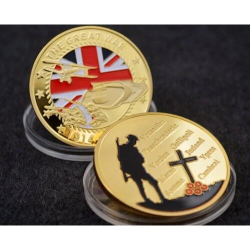 Non Currency Coins New Gold Plated The Great War Commemorative Coin Art Collection Collectible Holiday Gift