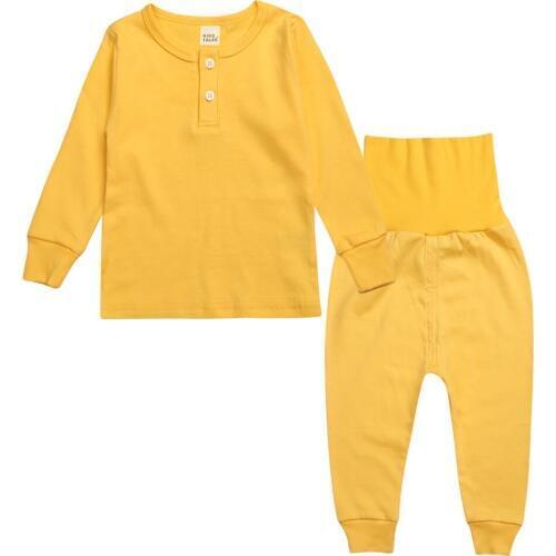 Toddler pajamas Cotton Solid Color Warm Pajama Spring Autumn Long Sleeve Sleepwear Pants Home Children Clothing Sets boys girls