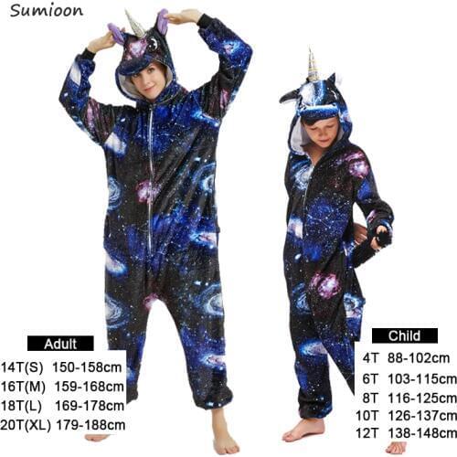 Kigurumi Unicorn Pajamas Adult Animal Panda Pyjamas Women Onesies Boys Girls Flannel Sleepwear Warm Winter Kids Pijama