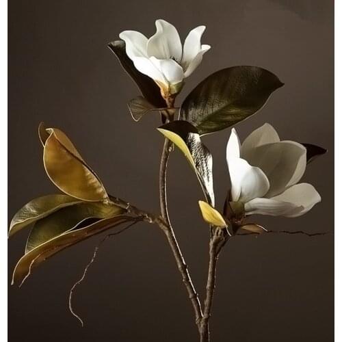 Retro Style Artificial Flowers 1 Piece Super Beautiful Fake Magnolia Home/Coffee Shop Decor Decorative Display Silk Flowers