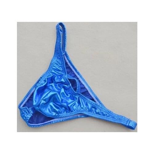 Sexy faux leather male panties three-dimensional cut fork mens trigonometric