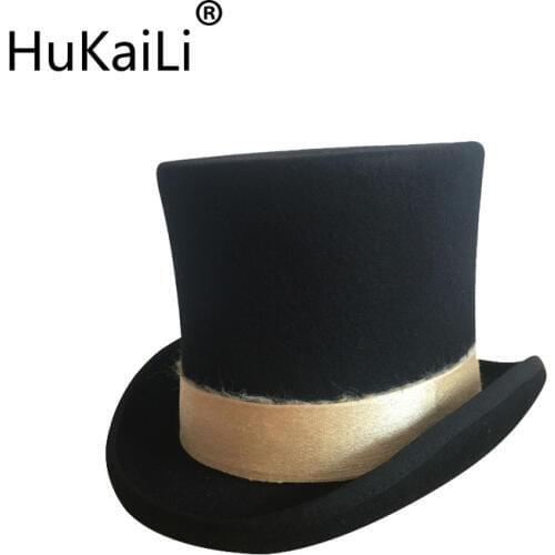 High tap hat The new President cap wool, hat flat golden hair ribbon hats for men and women