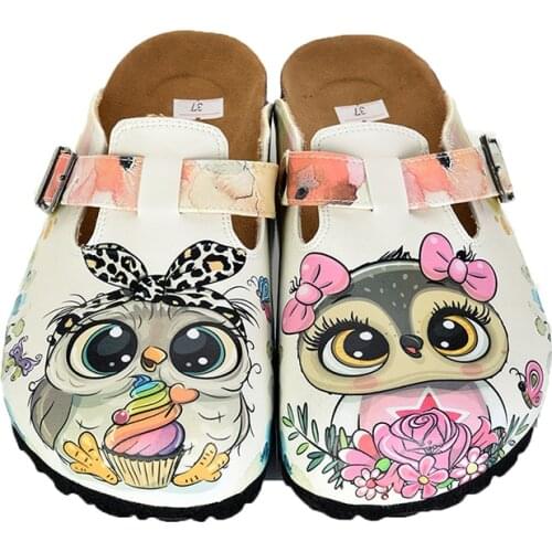 Digital Edition womens indoor sabo slippers with pastel color owl design New Season Casual Sandals Soft Soled Woman Man Kids