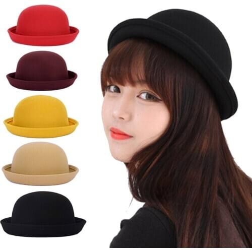 Fashion Boat Brim Fedoras Hat Classic Men Dome Trend Felt Bowler/Derby Top Hats for Spring Summer Unisex Gift