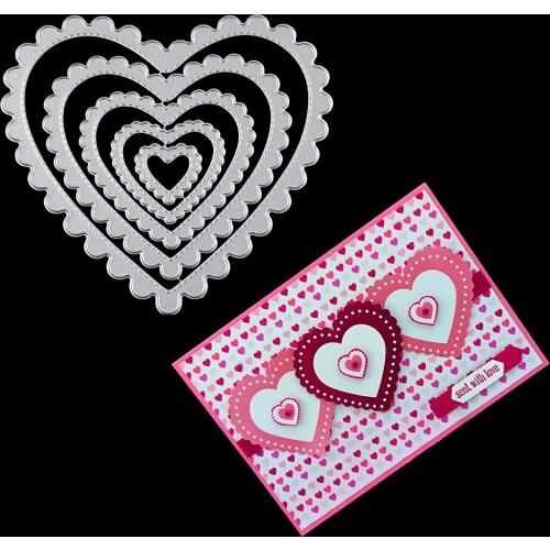 6Pcs Hearts Dies Scrapbooking Cutting Dies Embossed Knife Punch Template for DIY Paper Album Photo Card Making Dies Cut Die 2021