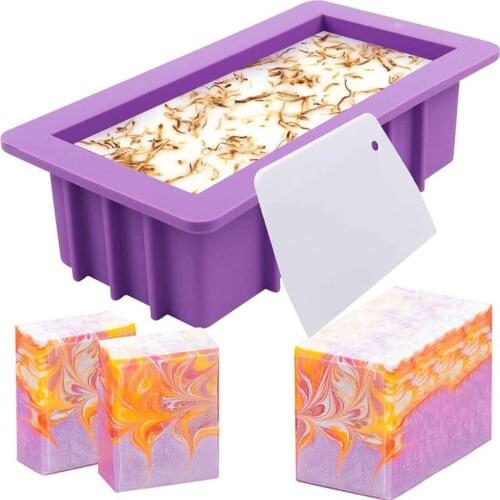 Silicone Soap Molds, 1Pcs 38Oz Rectangular Loaf Mold with Plastic Scraper for Handmade Soap