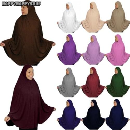 Modest Women Khimar Hijab Long Scarf Muslim Overhead Instant Hooded Jilbab Tops Islamic Arab Prayer Shawls Headwrap Headscarves