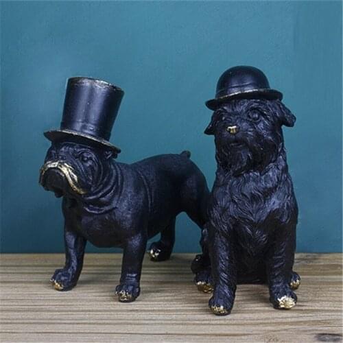 AMERICAN COUNTRY ENGLISH BULLDOG ART SCULPTURE TERRIER DOG STATUE RESIN CRAFTS ANIMAL FIGURINE HOME DECORATION OFFICE R5328