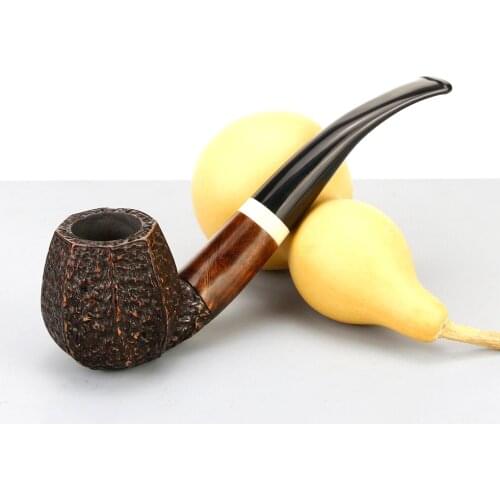 High Quality Briar Wood Pipe Random Carved Briar Smoking Pipe 9mm Filter Bent Tobacco Pipe Briar Pipe