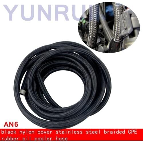 AN6 High Performance Black Nylon Oil Cooler hose AN Fitting Racing Braided Hose AN oil hose Oil Cooling Hose