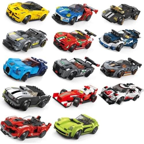 Wange Blocks Super Race Car Building Bricks Famous Vehicle Racing Educational Toy Boy Gifts Birthday Kids Present