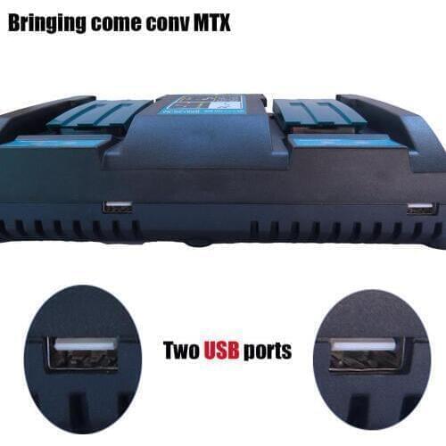 Eu Plug 4A For Makita Two USB port Double Battery charger 14.4V 18V 7.2V DC18RA DC18RC DC18RD BL1830 BL1430 Free shipping