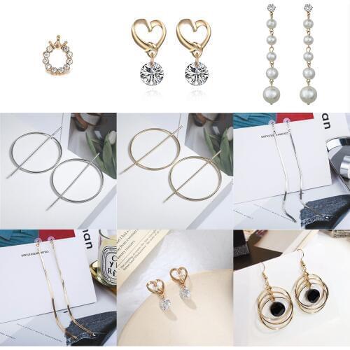 Heart Pearls Zircon Crystal Chain Tassel Stud Earrings for Women Fashion Jewelry Brincos Long Bijoux Boucle D'oreille Femme 2019