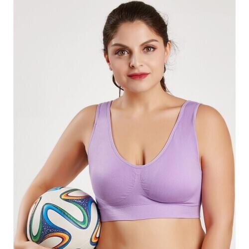 Sanderala Women Big Size 6XL Plus Size Seamless Pads Lingerie Underwear Vest Wireless Casual Shakeproof Fitness Sports Bra