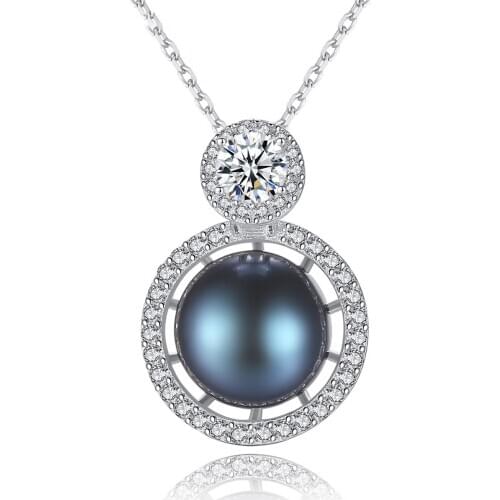 MetJakt S925 Sterling Silver Micro-Inlaid 3A Zircon Freshwater Pearl Fashion All-match Womens Necklace